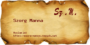 Szorg Manna névjegykártya